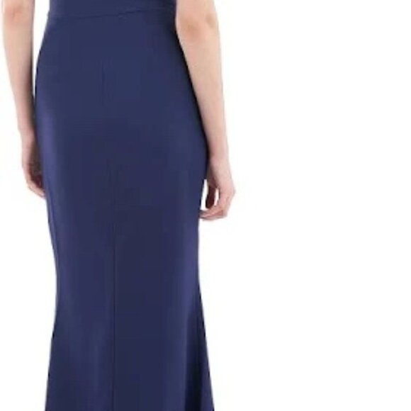 NWT JS Collection Lilah Bow Detail One-Shoulder Mermaid Gown maxi Blue Size 12 - Picture 5 of 9